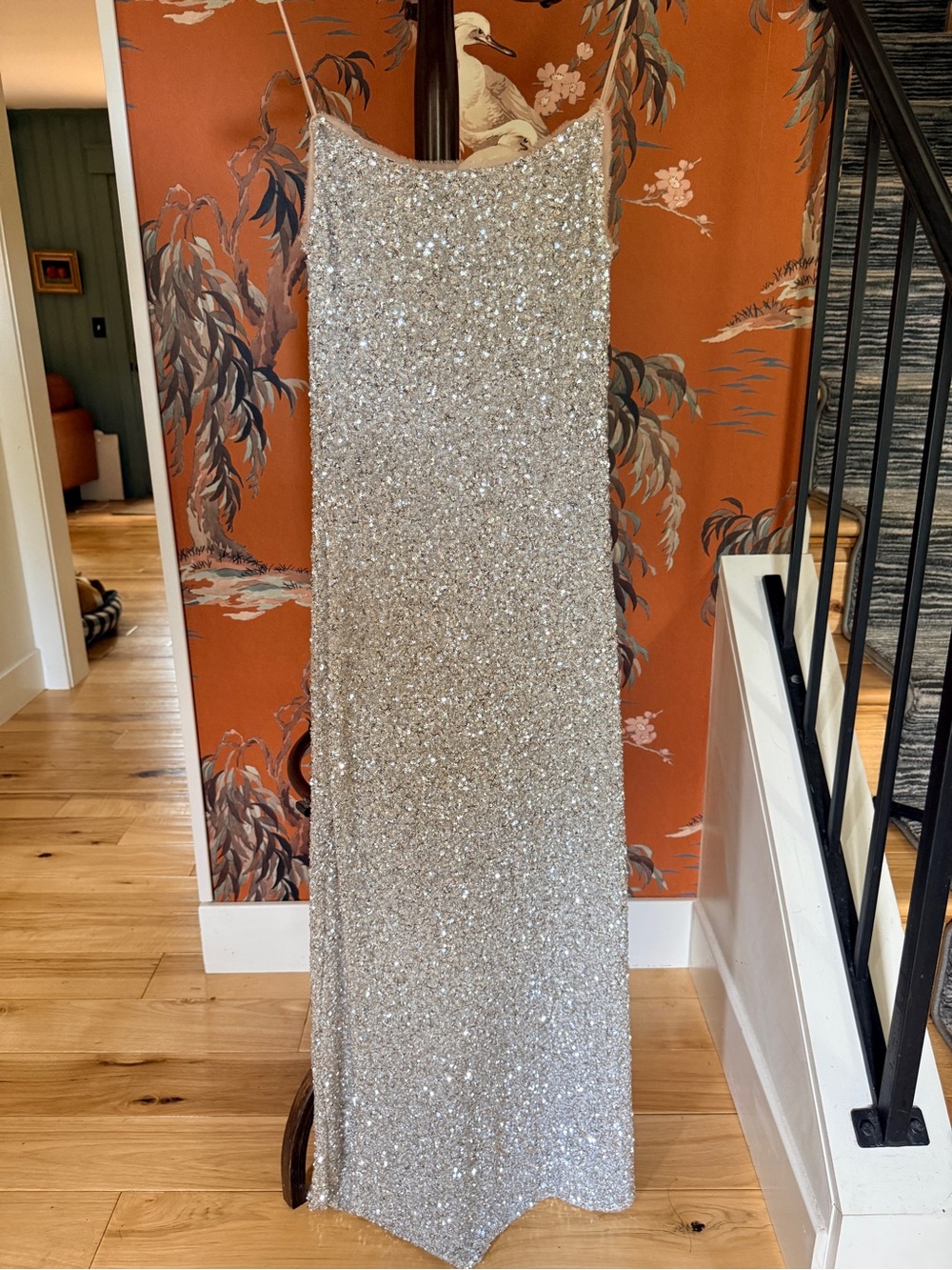 Zara Silver Sequin Top with Sheer Trim - Picture 2 of 3